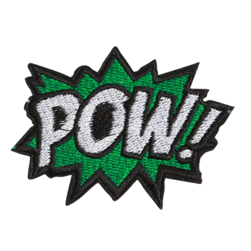 strygemærke-pow-voksen-groen-hvid-sort